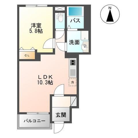 カーサ みらい(1LDK/1階)の間取り写真