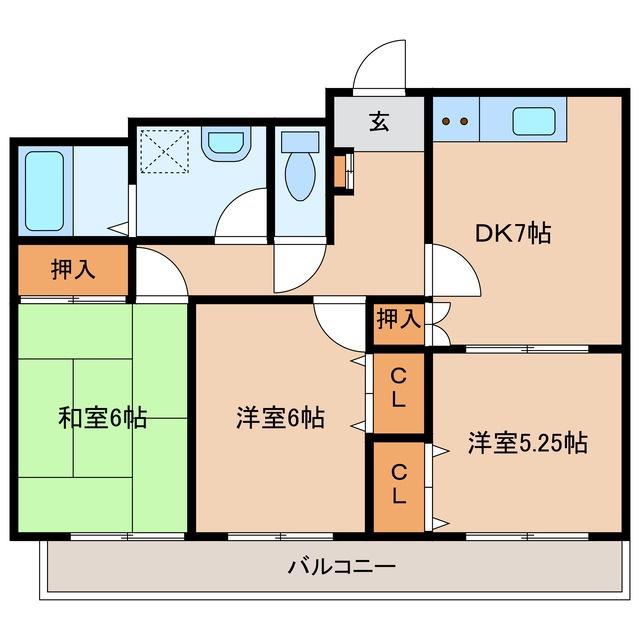 N麻里布(3LDK/3階)の間取り写真