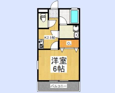 セレステ志木本町(1K/2階)の間取り写真