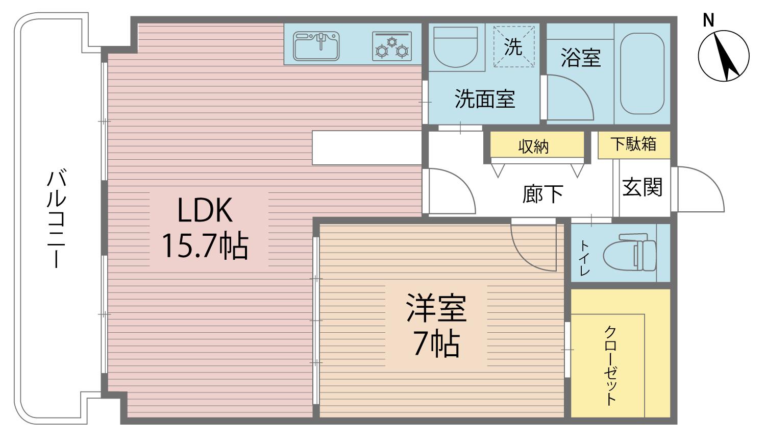 エル・ブラン(1LDK/6階)の間取り写真