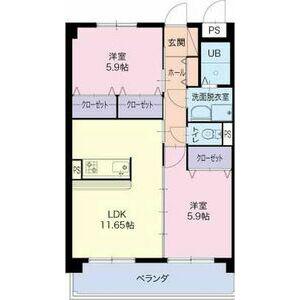 エスペランサ ドミール(2LDK/1階)の間取り写真