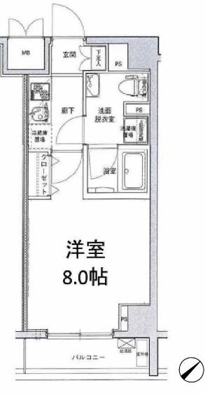 アイル東京スカイツリー弐番館(1K/2階)の間取り写真