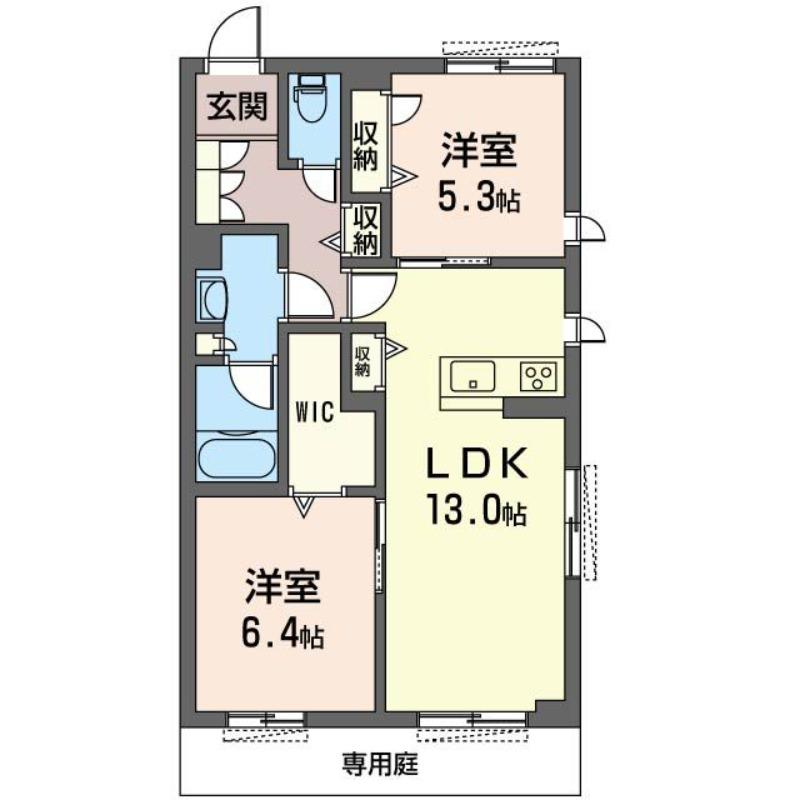 シャノワール(2LDK/1階)の間取り写真