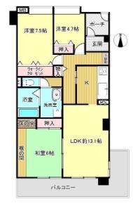 ラメール狩口Ⅲ(3LDK/5階)の間取り写真