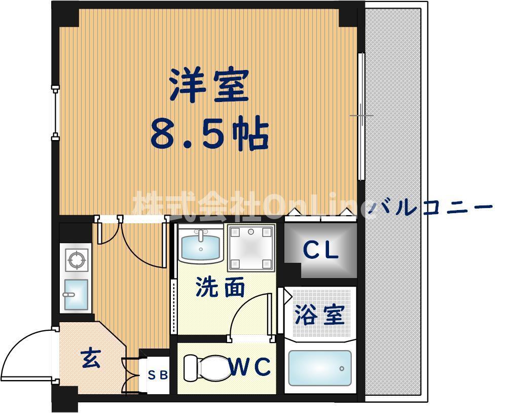 アデレード長田(1K/1階)の間取り写真