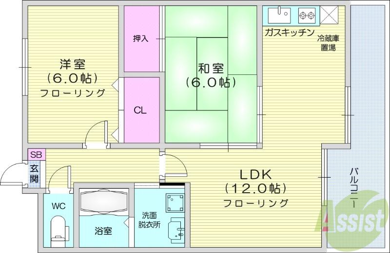 ロワジールK(2LDK/3階)の間取り写真