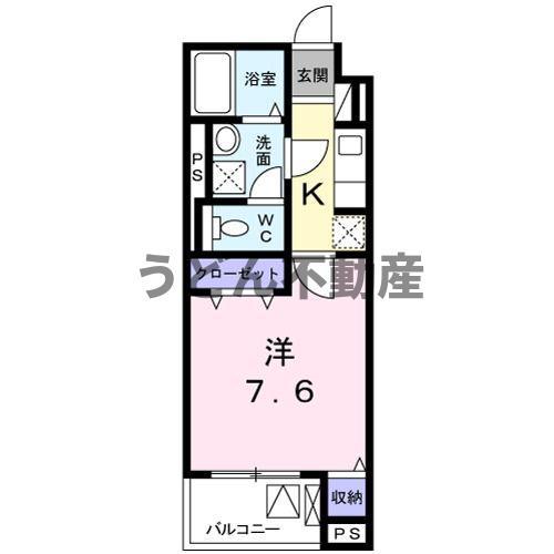 グランソレイユ(1K/4階)の間取り写真