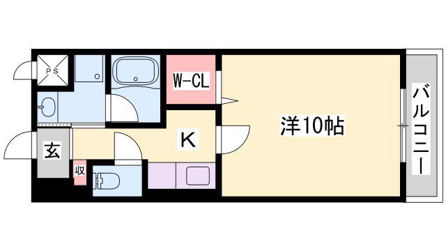 フランディル オーラ(1K/4階)の間取り写真