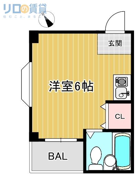 ロイヤルステージ上新庄(ワンルーム/3階)の間取り写真