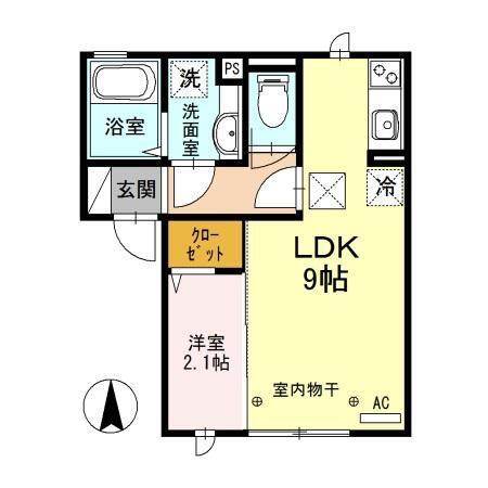 ラ・ステラ太田町(1LDK/1階)の間取り写真
