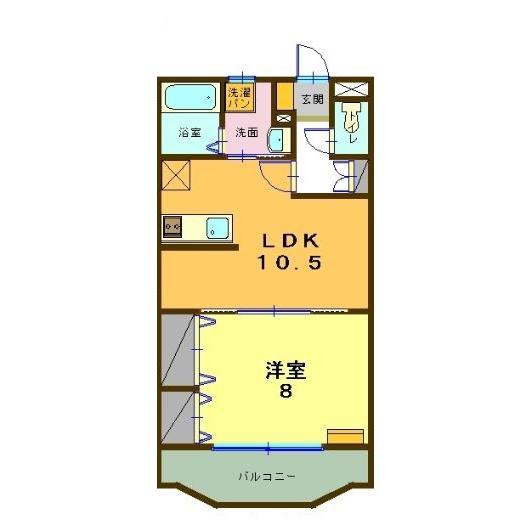 ヴィブレローゼス(1LDK/2階)の間取り写真