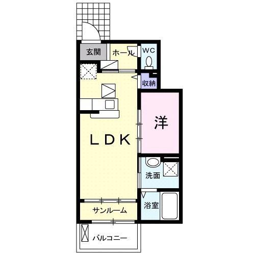ビラ・ダカーポ(1LDK/1階)の間取り写真
