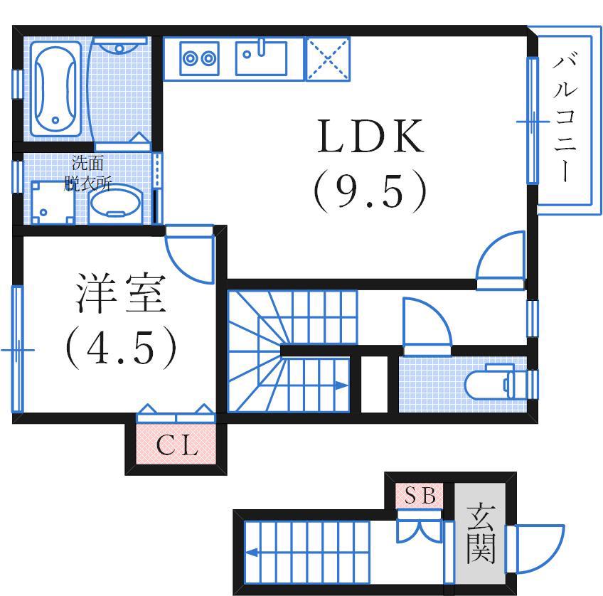 ざ・してぃ須磨V(1LDK/2階)の間取り写真
