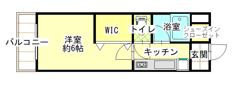 マンション福山(1K/3階)の間取り写真