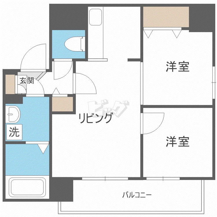 エミュー麻生(2LDK/3階)の間取り写真