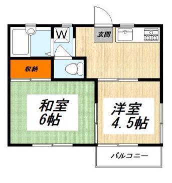 ヴィラ浜田山(2K/1階)の間取り写真