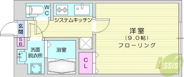 シティ桜木(1K/3階)の間取り写真