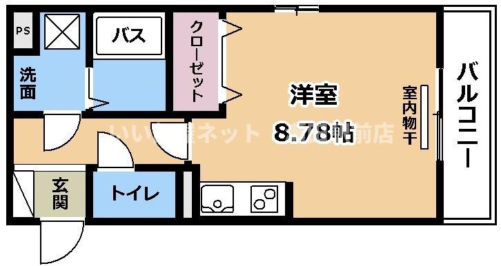 リバーハイツIII(ワンルーム/2階)の間取り写真
