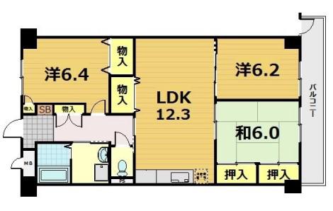 マンション稔(3LDK/2階)の間取り写真