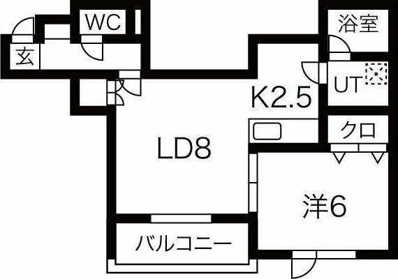 ハイムテイネ1・2(1LDK/2階)の間取り写真