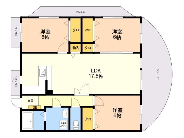 アスティオンノガミ(3LDK/4階)の間取り写真