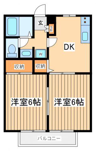 ファンタジーA(2DK/2階)の間取り写真