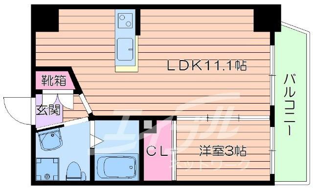 MCOURT関大前(1LDK/8階)の間取り写真