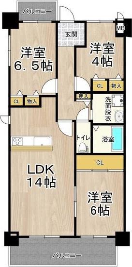 グランブルー宿屋町(3LDK/8階)の間取り写真