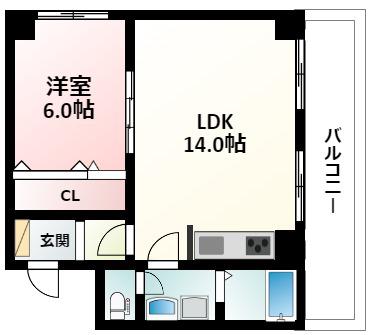 新大阪和光マンション(1LDK/7階)の間取り写真