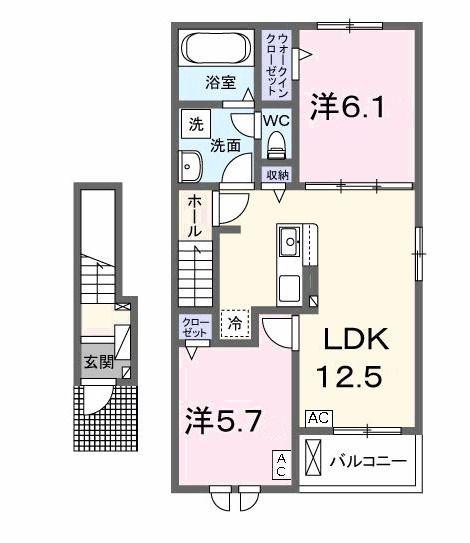 シルキー ピーク(2LDK/2階)の間取り写真