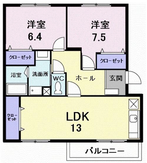 メゾン名草(2LDK/3階)の間取り写真