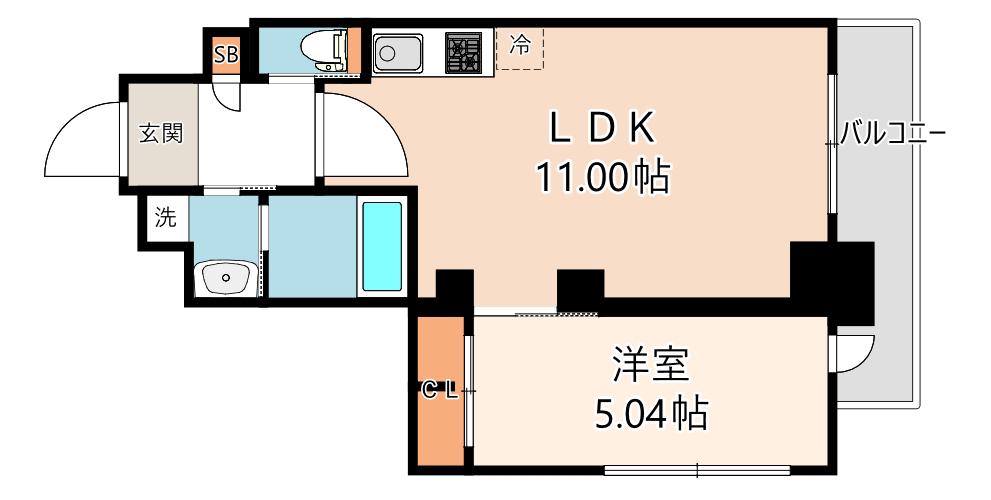 プレジオ恵美須(1LDK/10階)の間取り写真
