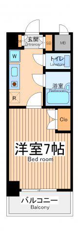 ヴァンヴェール府中(1K/2階)の間取り写真