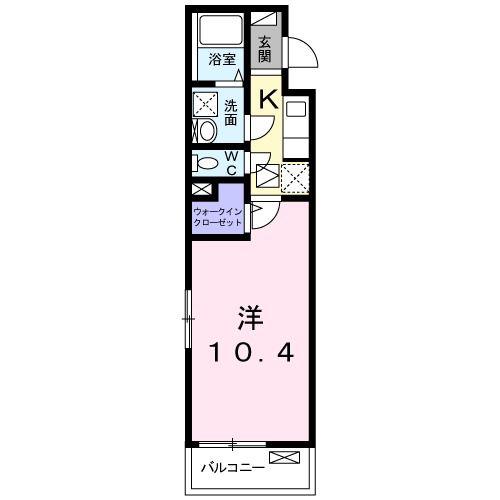 ソレアード 一里山(1K/1階)の間取り写真