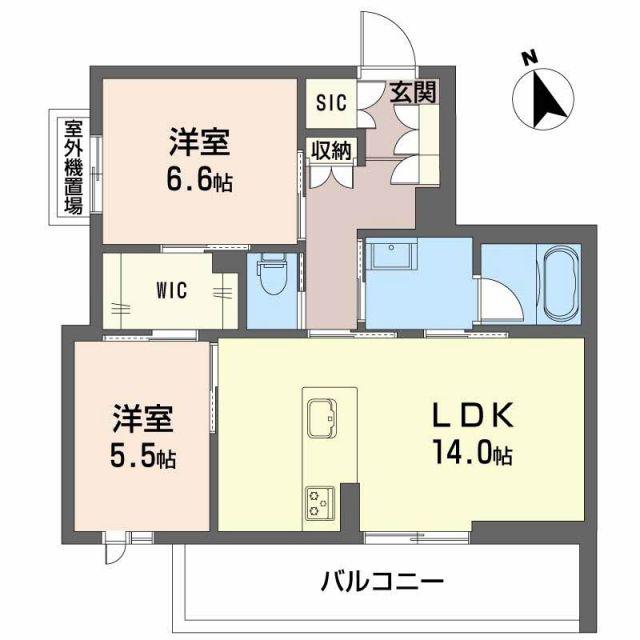 エスティーラ(2LDK/2階)の間取り写真