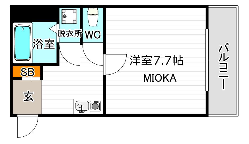 ラシーヌ山坂(ワンルーム/2階)の間取り写真