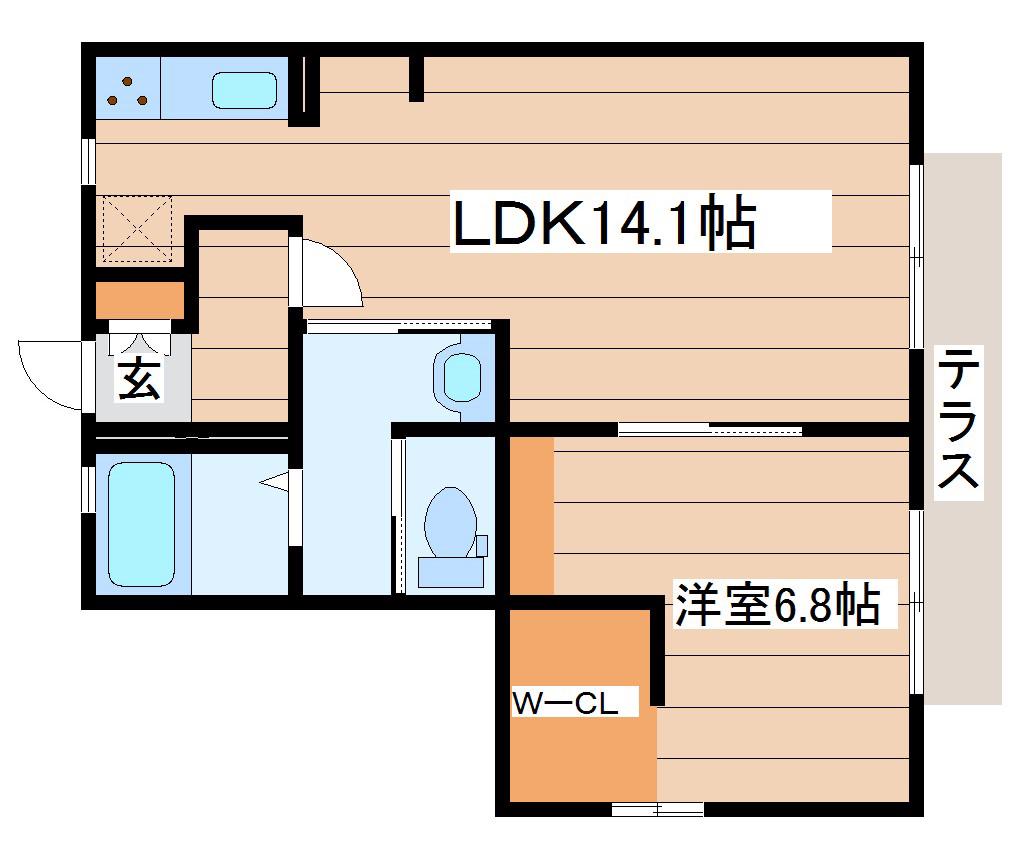 バリュージュ今泉(1LDK/1階)の間取り写真