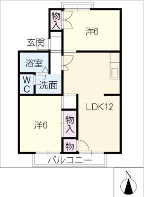 エクセル勝川(2LDK/1階)の間取り写真