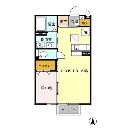 フェリーチェ(1LDK/1階)の間取り写真