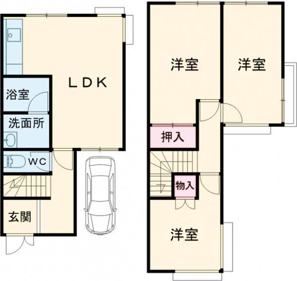 野口テラスハウス(3LDK/1階)の間取り写真