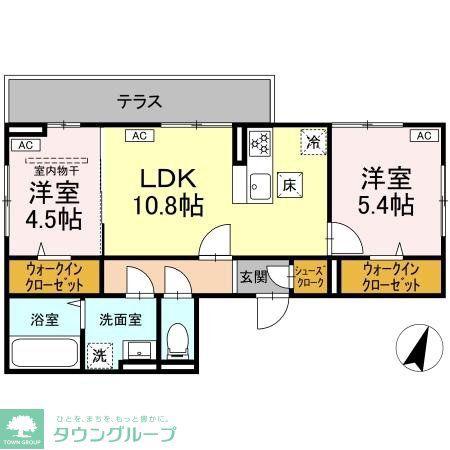 D-SOLACE末広4丁目(2LDK/1階)の間取り写真