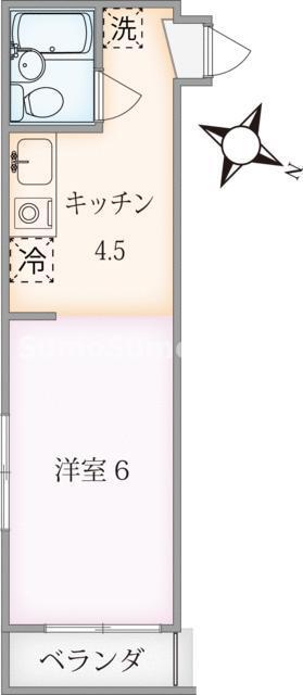 ロワール駒沢(1DK/2階)の間取り写真