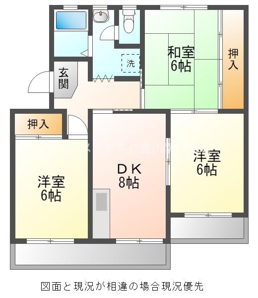 セントラルシティ一宮(3DK/2階)の間取り写真
