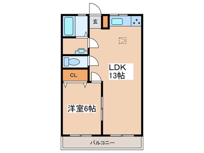 サンコート桂台ハイツII(1LDK/2階)の間取り写真