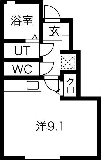 エストポミエ A棟(ワンルーム/1階)の間取り写真