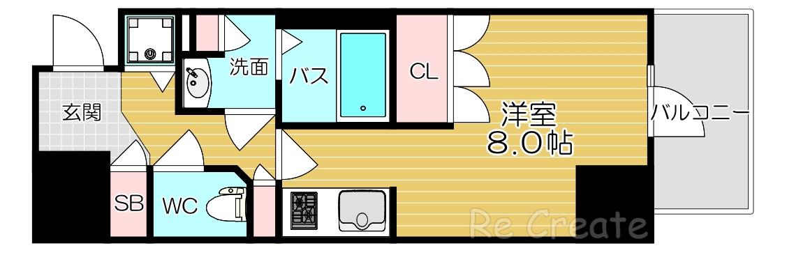 METROSA谷町六丁目ノース(ワンルーム/5階)の間取り写真