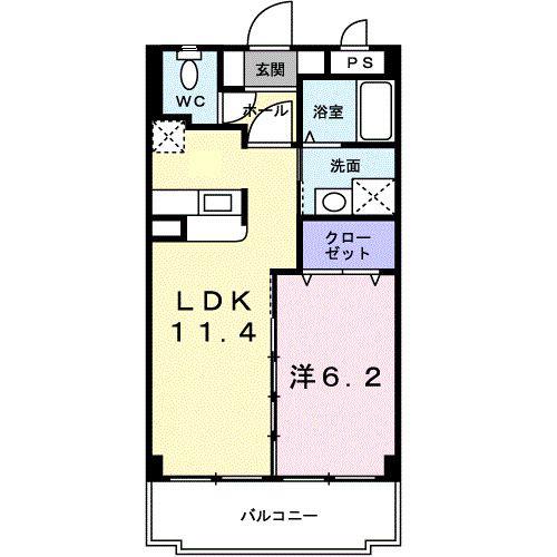 シャトー上原2006(1LDK/2階)の間取り写真
