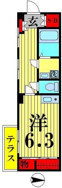 キャピタル立花(ワンルーム/1階)の間取り写真