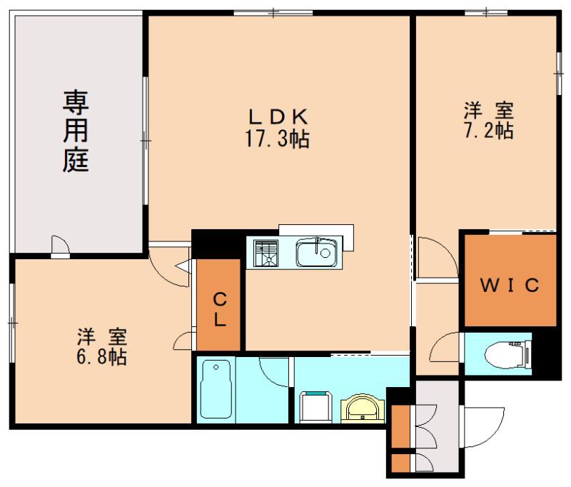 SHAMAISON AMBER026(2LDK/1階)の間取り写真