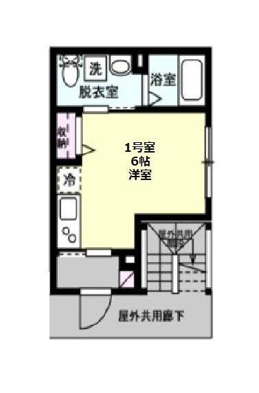 ベイメゾン汐入(ワンルーム/3階)の間取り写真